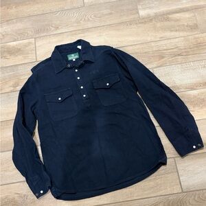 Schnee's Bozeman Montana navy long-sleeve half-button mens shirt Large
